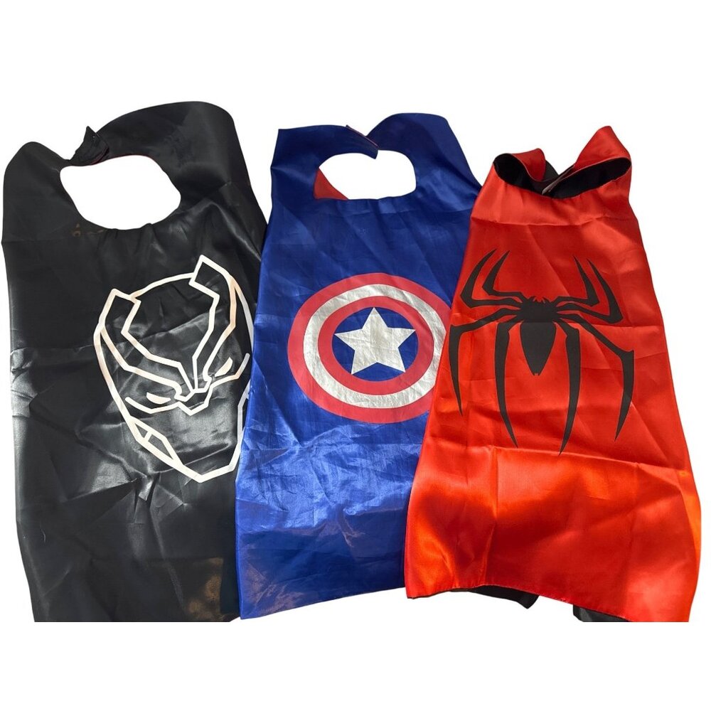 Halloween Superhero Themed Kid Capes Set Black Panther Captain America Spider-Ma